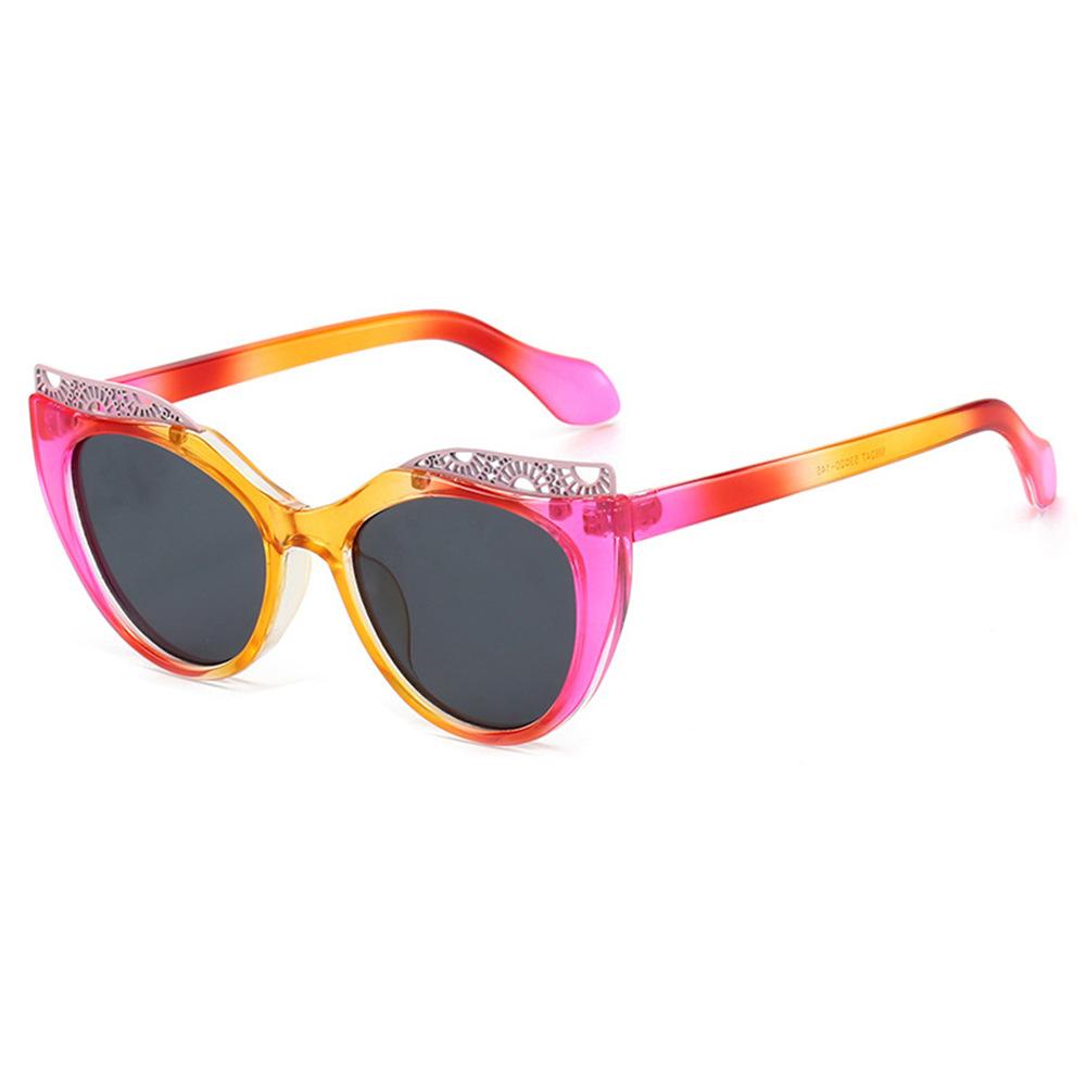 New Luxury Matching Colorful Cat Eye Sunglasses Women Personality Hollow Frame Design Casual All Match Men Glasses UV400