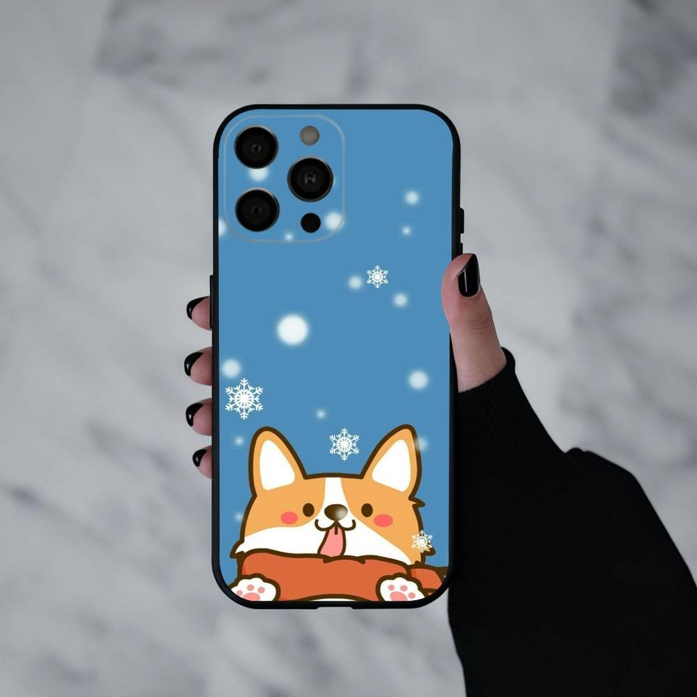 C-Милый корги D-собака-G Чехол для телефона для iPhone 17pro,16,15,14,13,12,11 Plus,Pro Max,XS,Мягкий силиконовый черный чехол