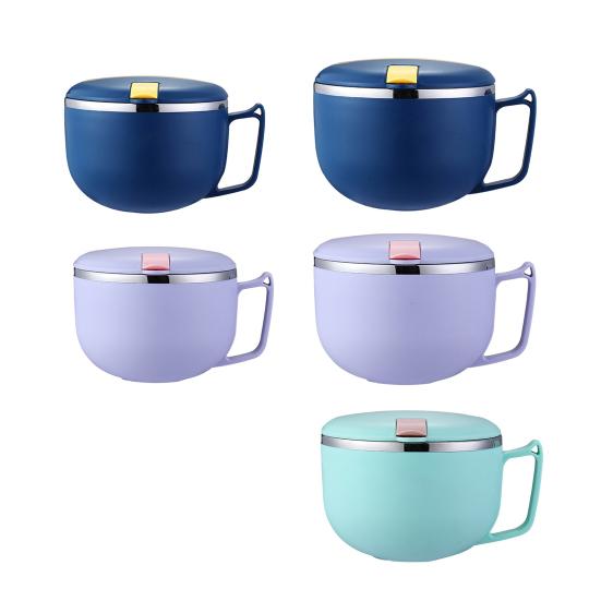 Чаша для лапши 900 мл/1200 мл с крышкой, противоожоговая ручка, сливное отверстие, японский стиль, миска для рамэна с двойными стенками, кухня