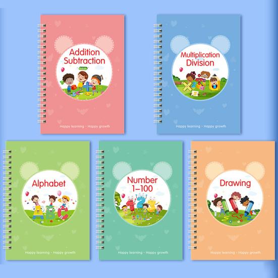 Grooved Writing Practice Book for Kids Ages 3-5 Reusable Handwriting Copybook with Magical Ink Preschool Learning Activities Letter Tracing Workbook