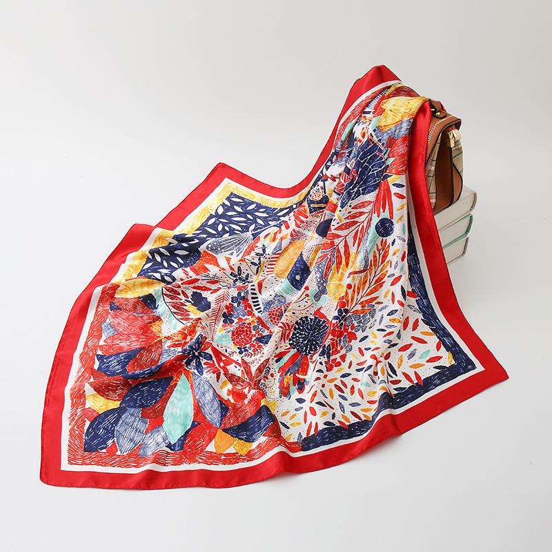 Fashion Hijab Scarf For Women Print Silk Satin Hair Scarfs Kerchief 90*90cm Square Neckerchief Headband Scarves For Ladies