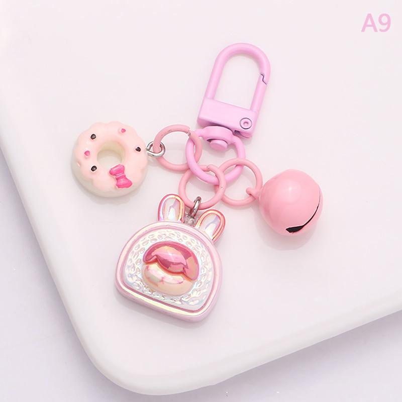 Милый креативный мини-пончик-мороженое брелок для ключей из мультфильма, брелок-подвеска в виде кролика из смолы для мужчин и женщин, подвеска-подвеска для сумки для пары