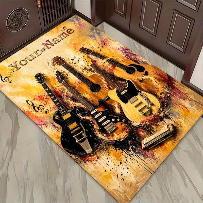 Name Custom Guitar Carpet Rug for Living Room Bedroom Home Sofa Decoration,Kids play Non-slip Floor Mat