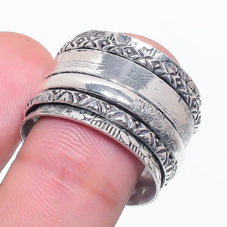 Natural Meditation Spinner 925 Sterling Silver Jewelry Ring Size 9.5 T8h30