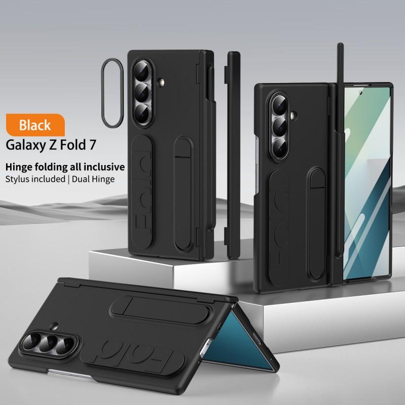 Galaxy Z Fold8 Case With Wrist Strap Stand Dual Hinge Pen Slot PC Cover Fold7 Fold6