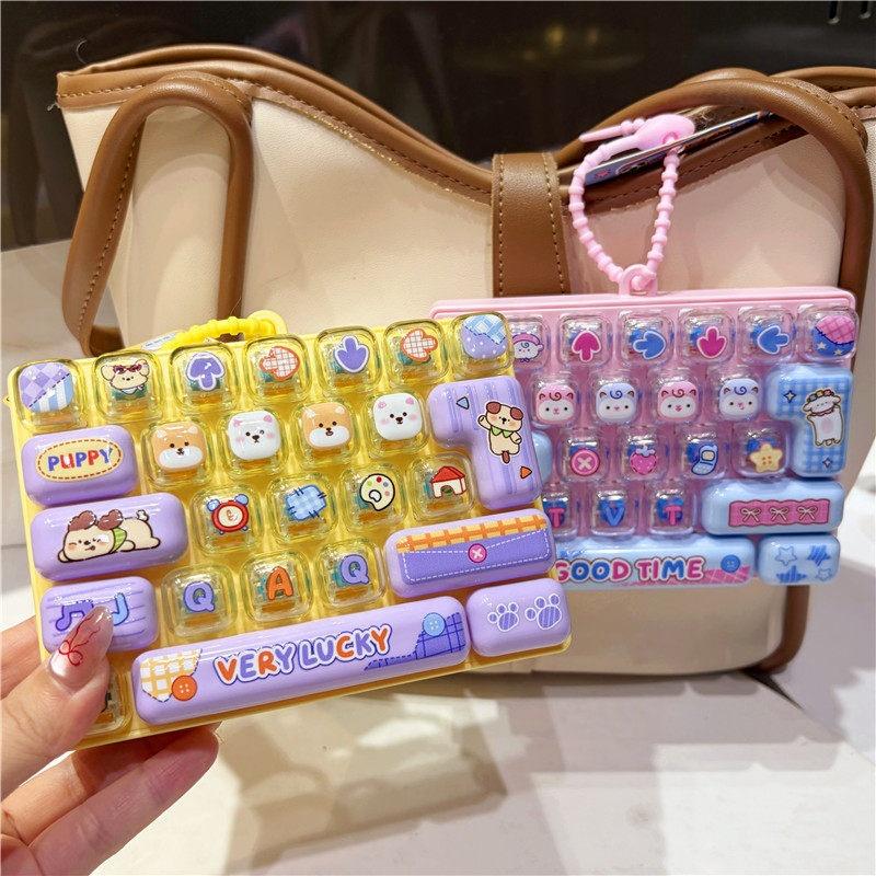 Cute Portable Decompression Toy 26 Key Sensory Push Button Toy Fashion Bag Pendant for Daily Time Killing
