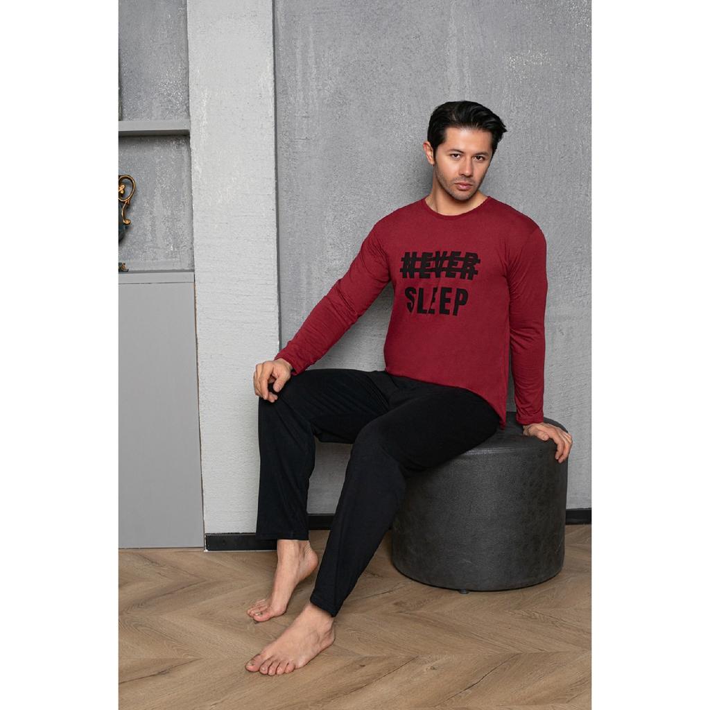 Мужской хлопковый пижамный комплект с длинными рукавами. Сезонный продукт.