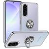 Protective Case - BOOLING - for Samsung Galaxy A56 5G - Transparent - Silver Rotating Ring - Shockproof
