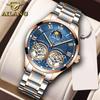 Мужские часы с двойным летающим колесом, новые швейцарские полностью автоматические механические часы, водонепроницаемые