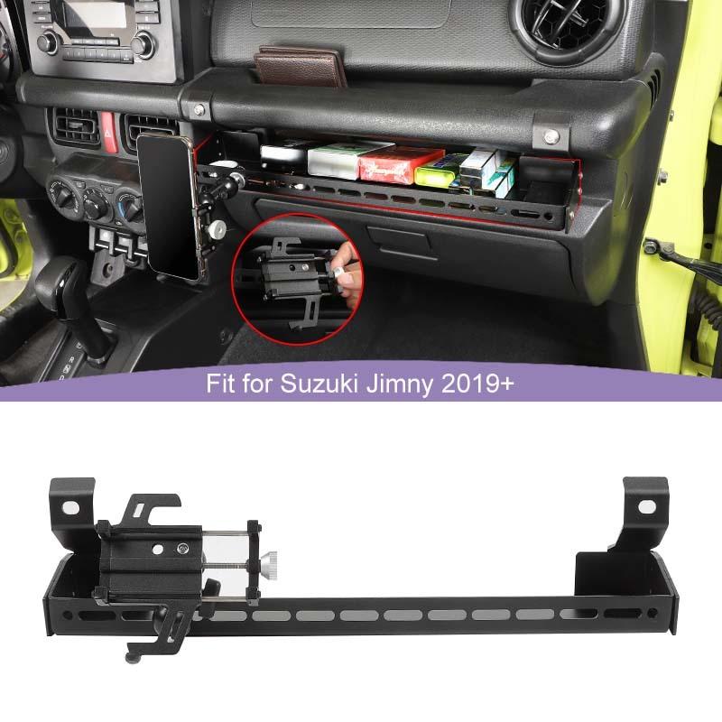 Ящик для хранения с ручкой подлокотника второго пилота и держателем для мобильного телефона, аксессуары из алюминиевого сплава, подходят для Suzuki Jimny 2019 Up, автомобильные аксессуары