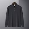 Мужская футболка-поло с длинным рукавом, с лацканами, светло-тарелочного цвета, футболка с длинным рукавом, для среднего и молодого возраста, деловая повседневная, свитер с длинным рукавом, базовая рубашка