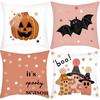 Полиэстеровая наволочка из четырех частей на тему Хэллоуина, с черепом, черным котом, тыквой, привидением, для фестивальной вечеринки