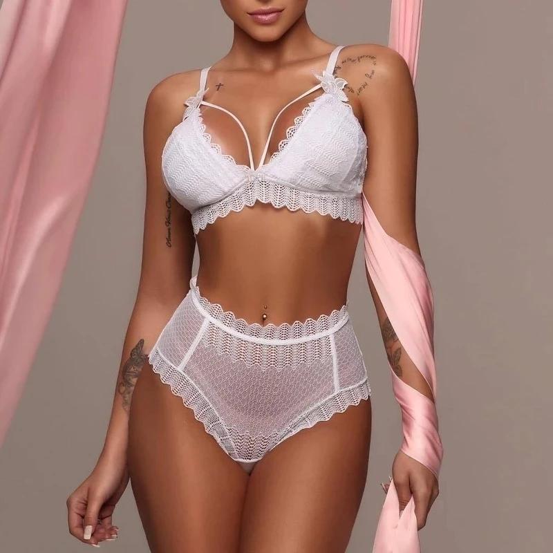 Sexy Lace Lingerie Set See Through Bikini Bra Panties Women Exotic Underwear Flirt Sex Costume