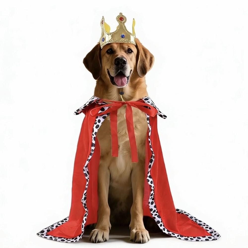 Adjustable Dog King Cape With Crown Pet Costume Dog Shawls Pet Cosplay Cloak Photo Pet