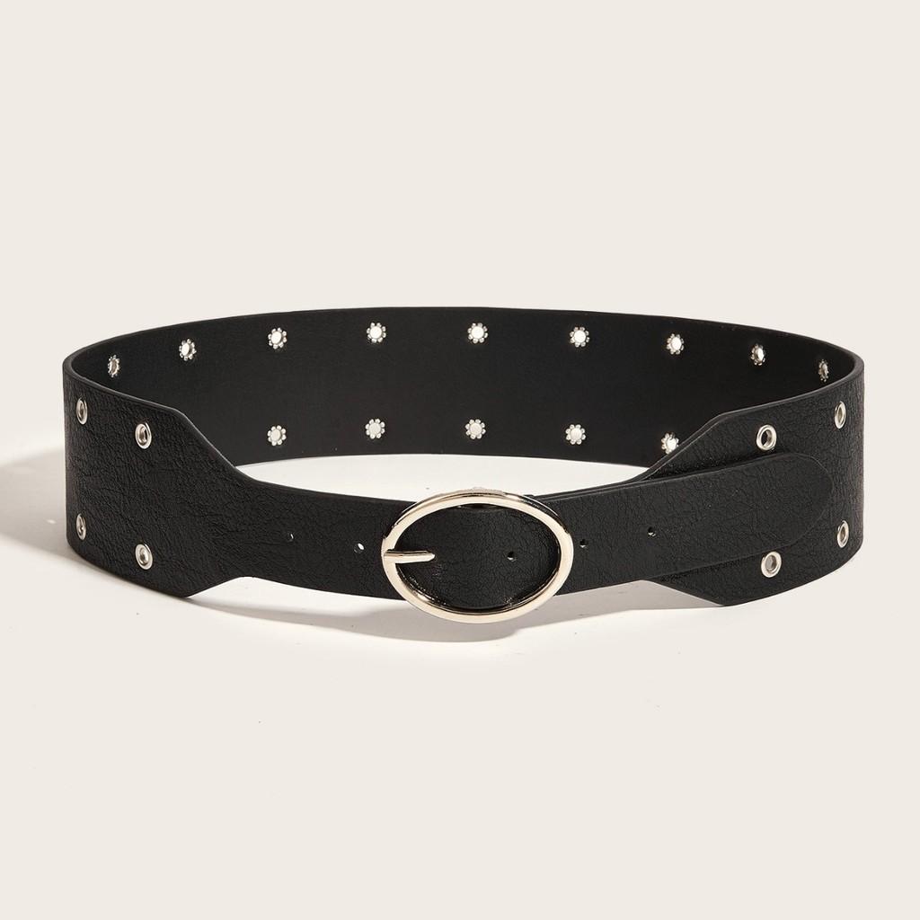 Панк-вдохновленный ремень из искусственной кожи с полыми заклепками для уличной одежды