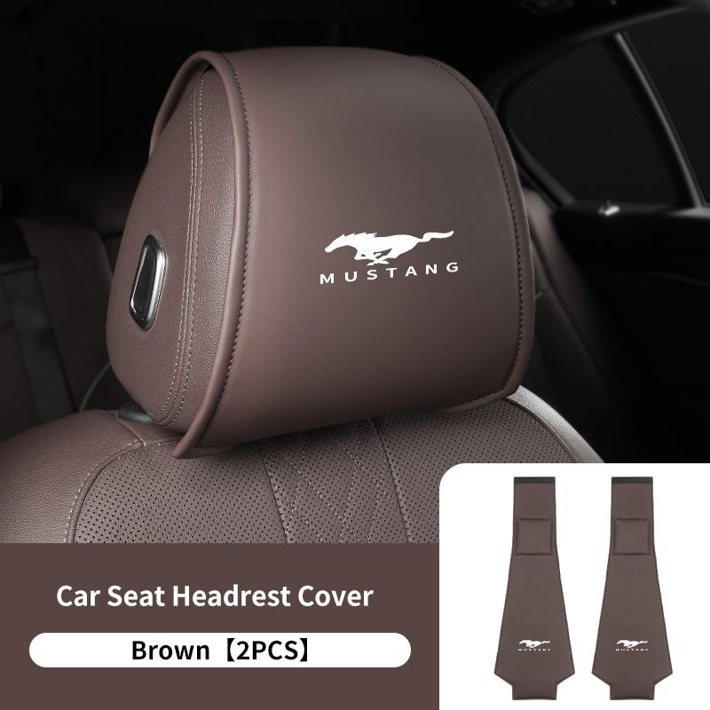 PPWE7 1/2PCS Leather Car Seat Headrest Protective Cover Auto Interior Accessories For Ford Escort KA Flex Everest KA Expedition Falcon