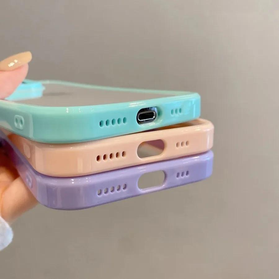 Модный прозрачный чехол-бампер цвета конфет для iPhone 15 14 13 12 11 Pro Max XR XS X Plus, мягкая противоударная задняя крышка из ТПУ