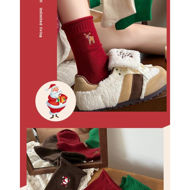 Meier Christmas socks boxed, Korean version of cartoon Christmas gifts cute tube socks