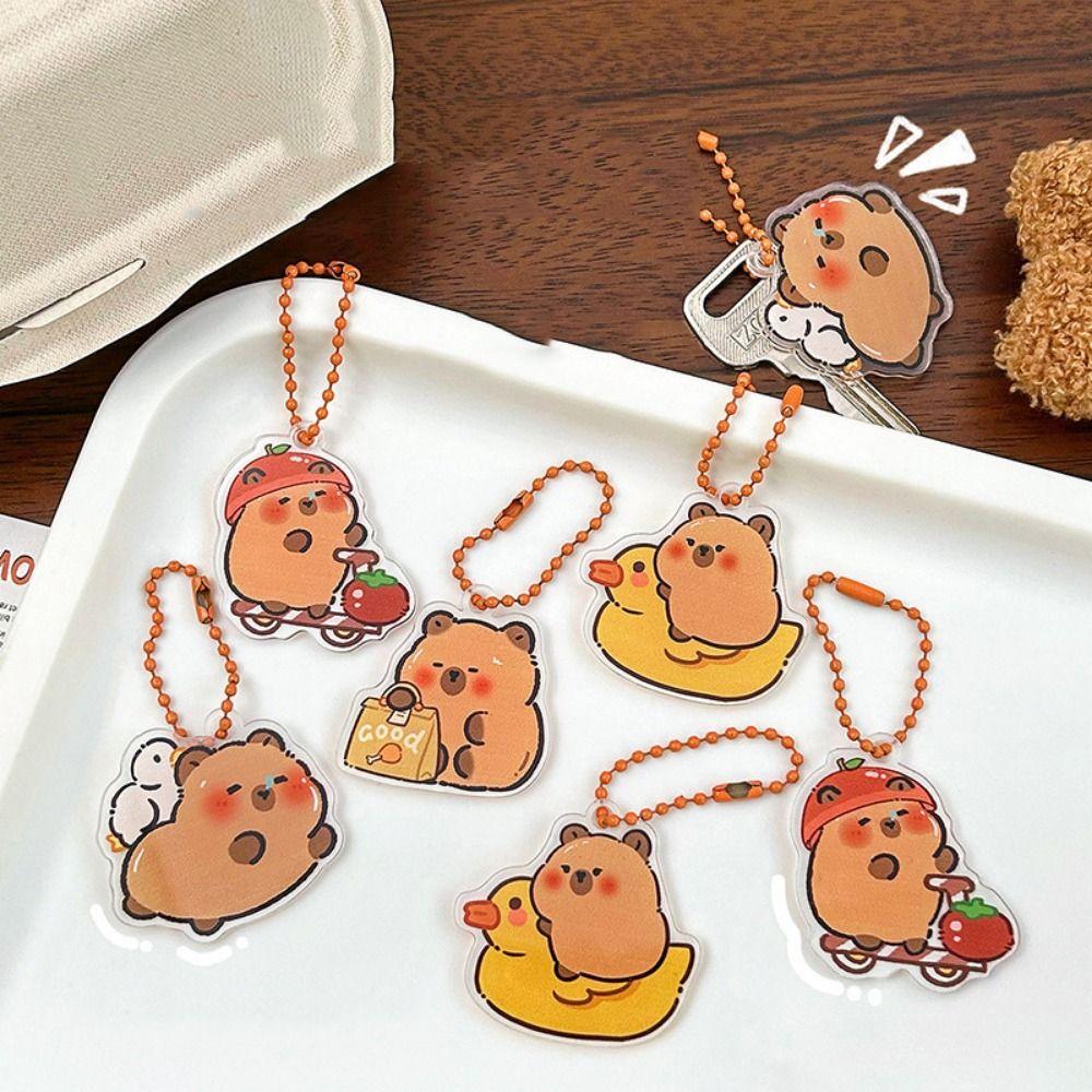 Cute Kapibara Bag Hanging Acrylic Capibara Pendant Kawaii Capybara Acrylic Keychain  Kids