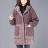 Women Padded Jackets Autumn Winter Hooded Outerwear Loose Down Cotton Jacket Mid-Length Lamb Wool Thick Coat Female