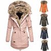 Women Winter Long Sleeve Solid Color Hooded Cotton Padded Coat Outerwear