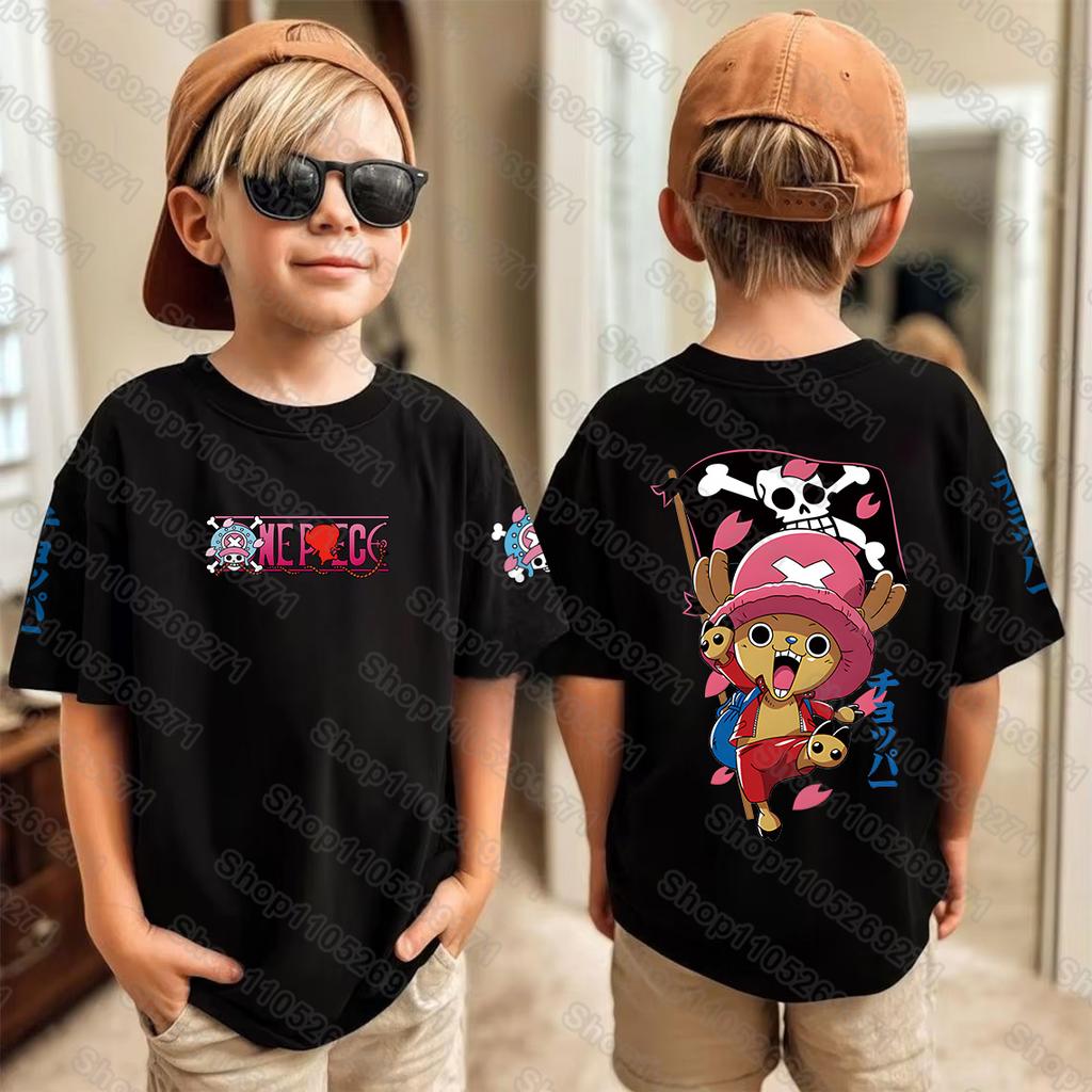 Unisex Printed Tshirt ONE PIECE Tony Tony Chopper 2026 Summer Harajuku Anime Boy Childrens Loose Parent Child Short Sleeve