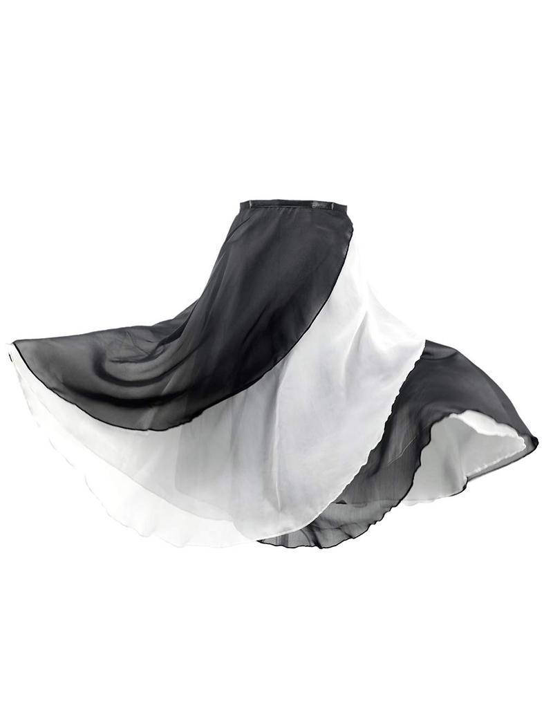 Daydance Ballet Long Wrap Skirt for Lace Chiffon for Dance and Fits Heights Black and White Skirt, Adults, Skirt, Lessons, Wear, Performances,