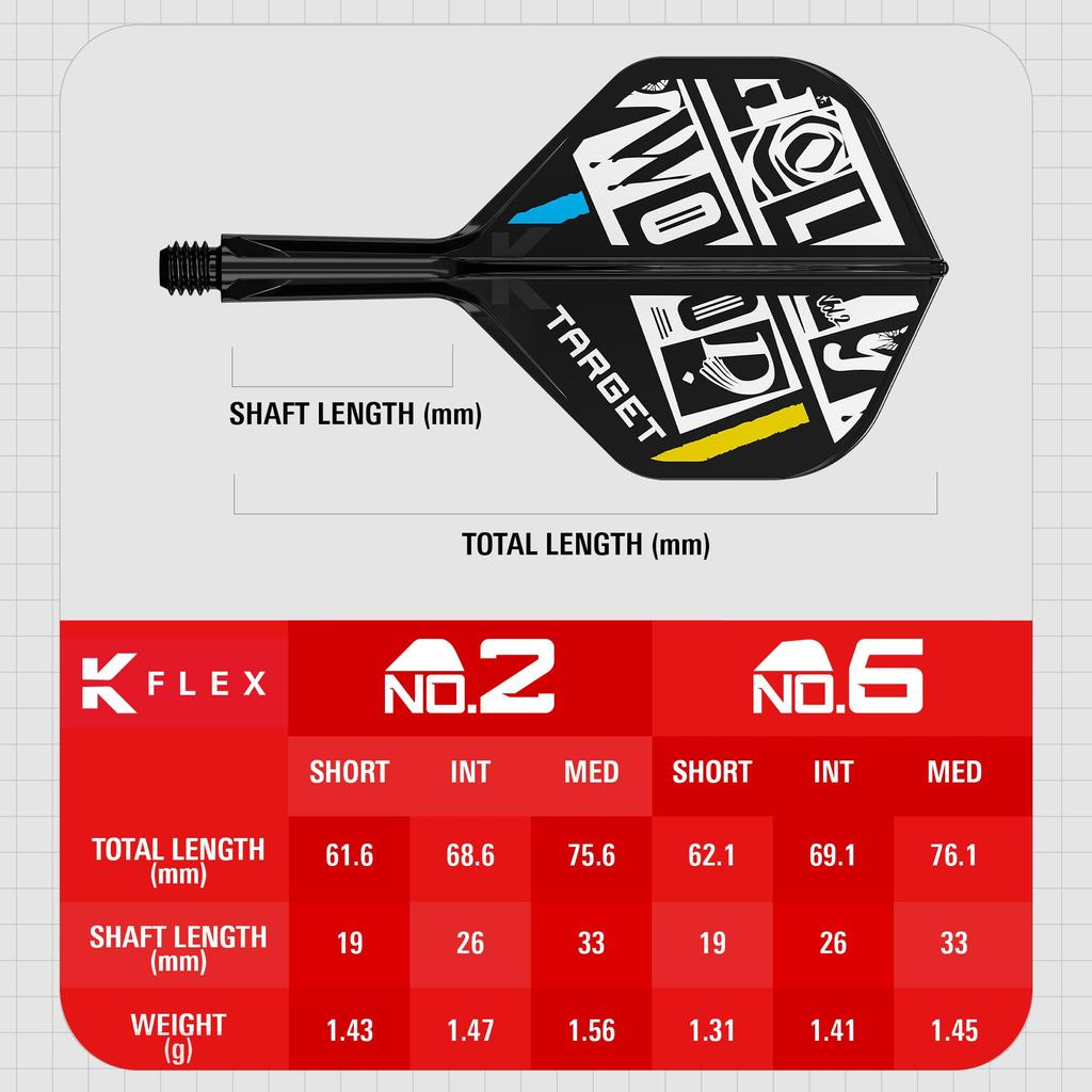 TARGET Darts Chris Dobey KFLEX Flight Shaft 2 Kflex Short & System, No. (Standard) All-in-One Flights, 3-Pack, (19mm)