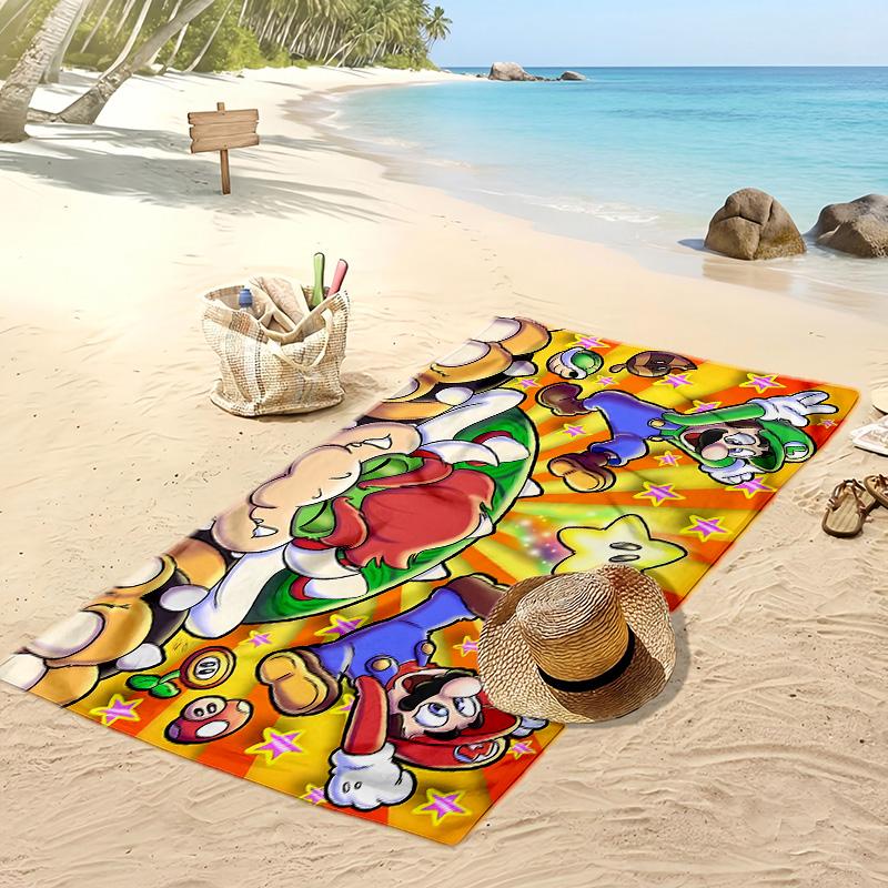 Mario and Luigi Printed Beach Towel Quick Dry Soft TowelPortable Large Rectangular Beach Blanket for Travel Swimming Pool