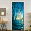 Sea Beach Door Decoration Stickers Bedroom Entrance Boys Girls Room 3d Wallpaper Natural Scenery Self-adhesive Home Wall Decals