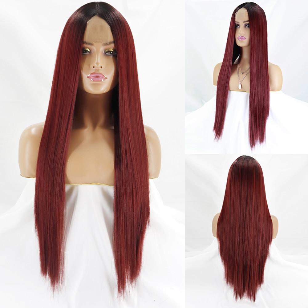 MERISIHAIR Средняя часть Ombre Оранжевый длинный прямой синтетический парик Черный Блондин Розовый 30-дюймовый термостойкий натуральный парик для косплея