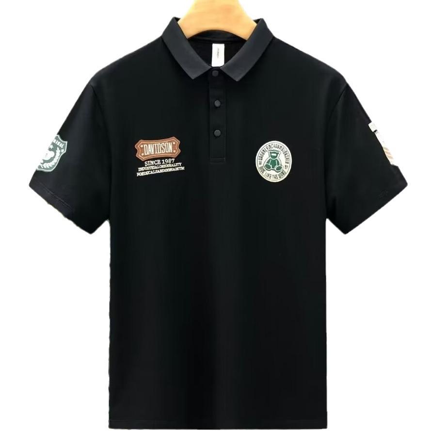 2024 Тонкий тренд Мужская футболка поло в корейском стиле - Лацкан, Короткий рукав, Универсальный летний модный топ