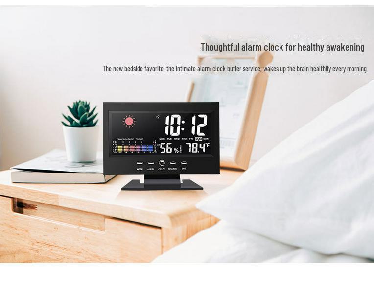 Будильник с цветным дисплеем и прогнозом погоды с голосовым управлением для пожилых людей - модель 8082
