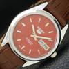 ВОССТАНОВЛЕННЫЕ МУЖСКИЕ ЧАСЫ SEIKO 5 AUTOMATIC, СДЕЛАНО В ЯПОНИИ, КРАСНЫЙ ЦИФЕРБЛАТ, ИЗГОТОВЛЕНЫ НА ЗАКАЗ a440073-2 QV90-a440073