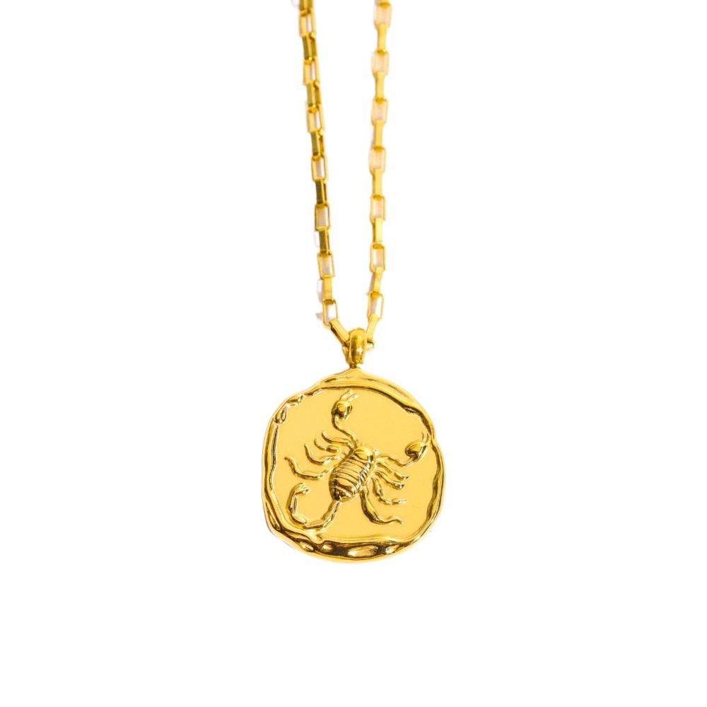 Pendant 12 Constellation Necklace Neck Jewelry Vintage Golden Necklace  Vacation