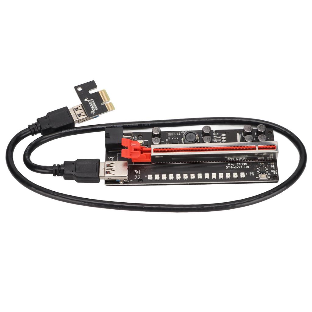 Riser Adapter Card 8 Excicon Capacitors Multi Layer Shielding Fixed Buckle PCIE Riser 1x to 16x Adapter