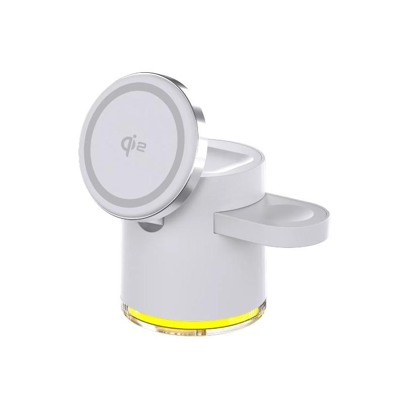 Док-станция 4 в 1 для быстрой зарядки, беспроводное зарядное устройство QI2, ночник для Magsafe iPhone 16 15 14 Pro Max, AirPods Pro 2-8, Apple Watch