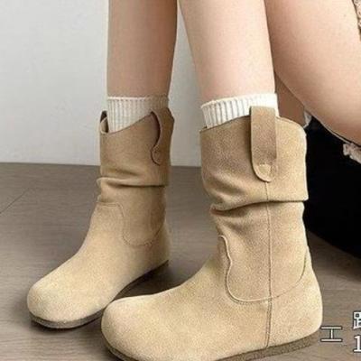 Осень и зима западные ботинки Мартин внутренняя высота увеличение маленькие бархатные короткие ботинки женские круглый носок короткая голенище ботинки с наборкой