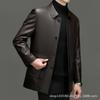 Новые осенние и зимние куртки из натуральной кожи Мужские кожаные куртки средней длины с лацканами для людей среднего и пожилого возраста Куртки для пап