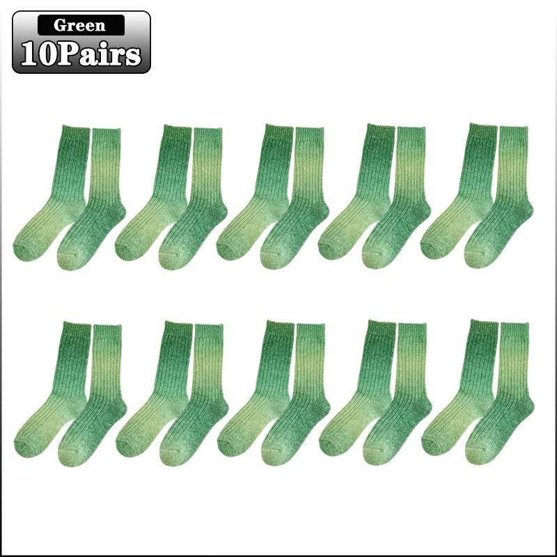 Градиентные шерстяные носки Осенние и зимние утолщенные носки до середины икры Теплые разноцветные носки Теплые носки-полуноски