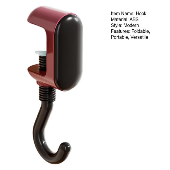 Desk Hook Adjustable Tightness Versatile Plastic Wall Hook Punching Free Traceless Foldable Portable