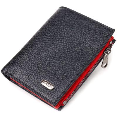 Вертикальный компактный Женский кошелек из натуральной кожи CANPELLINI Wallet 21670 Черный