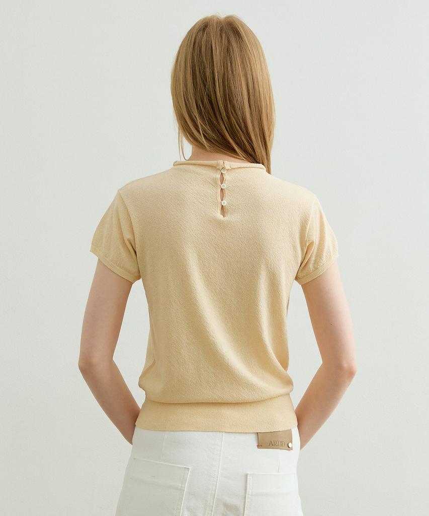 ARTID Linen Half-Neck Short-Sleeve Knit_Butter