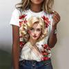 Красивая женская футболка с цветочным узором для девочек с мультяшным 3D-принтом, летние повседневные свободные футболки с круглым вырезом и короткими рукавами