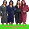 Men's Hooded Coral Fleece Flannel Bathrobe Pajamas Homewear