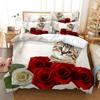 Комплект постельного белья Red Rose, одеяло, пододеяльник, наволочка 3D HD, двуспальная кровать, двуспальная кровать, двуспальная кровать, односпальная кровать, 32 шт., полиэстер, одеяло, чехол