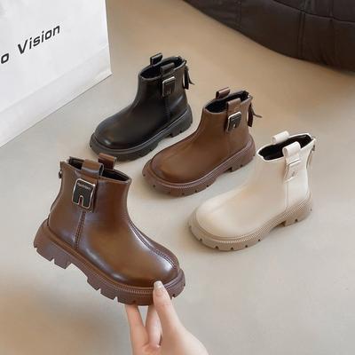 Детские ботинки Мартин Новые детские короткие ботинки Девочки Черные кожаные ботинки на мягкой подошве Британский стиль Ботинки для девочек
