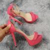 New Women Sandals Sexy 14cm Supper Flash High Heels Patent Leather Open Toes Platform Sandal Nighclub Party Red Wedding Shoes
