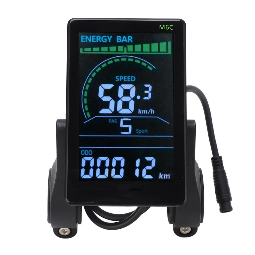 M6C Electric Bike LCD Display Meter ABS Electric Bike Display Screen Control Panel with 6 Pin