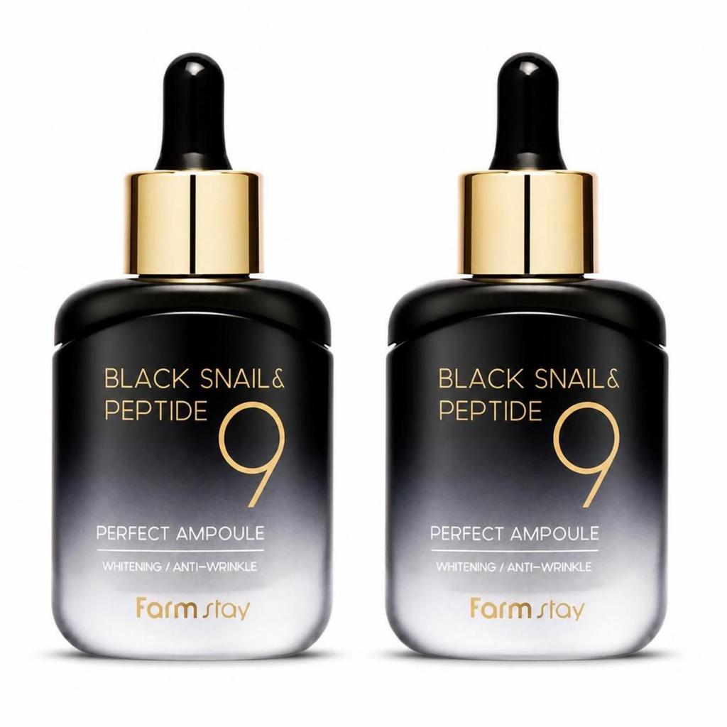 FARMSTAY Black Snail & Peptide 9 Perfect Ampoule 35ml Hydrating Firming Facial Serum